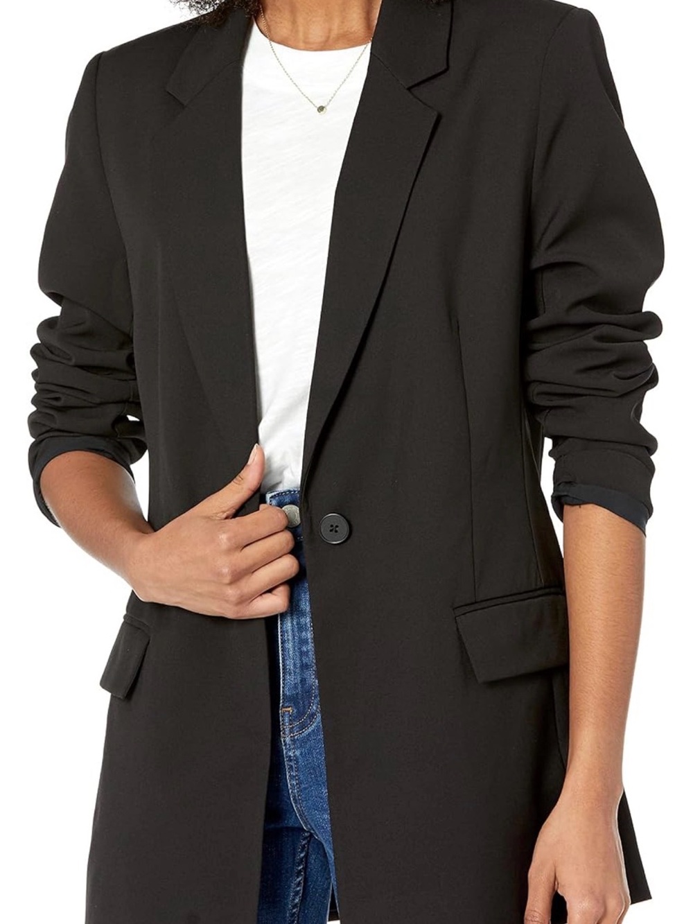 The Drop- Classic Black Single-Button Blazer for Women